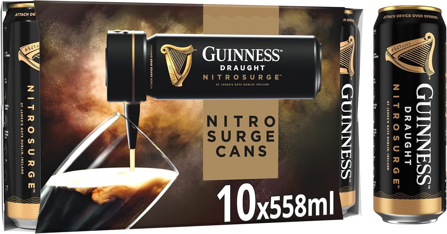 Guinness Draught Nitrosurge │ 4.1% vol │ 10 x 558ml Beer Cans | Perfect Pub Pour