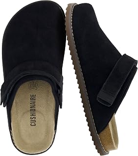 CUSHIONAIRE Boulder Womens Genuine Suede Leather Swivel Strap Clogs Lightweight EVA Sole Memory Foam Insole Wide Widths Available