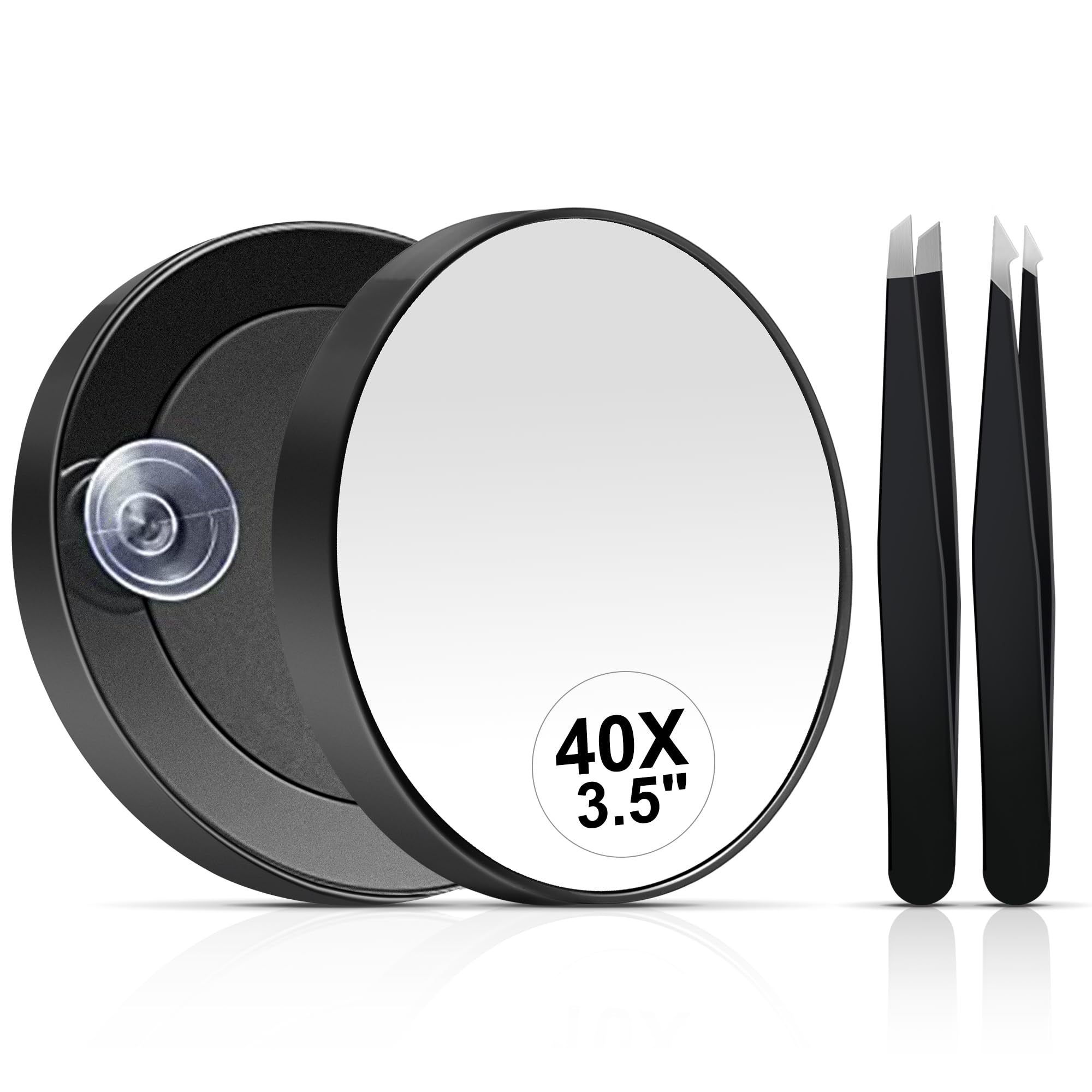 MIYADIVA 40X Magnifying Mirror, 3.5 Inch Round Compact Mirror with Suction Cup, 
