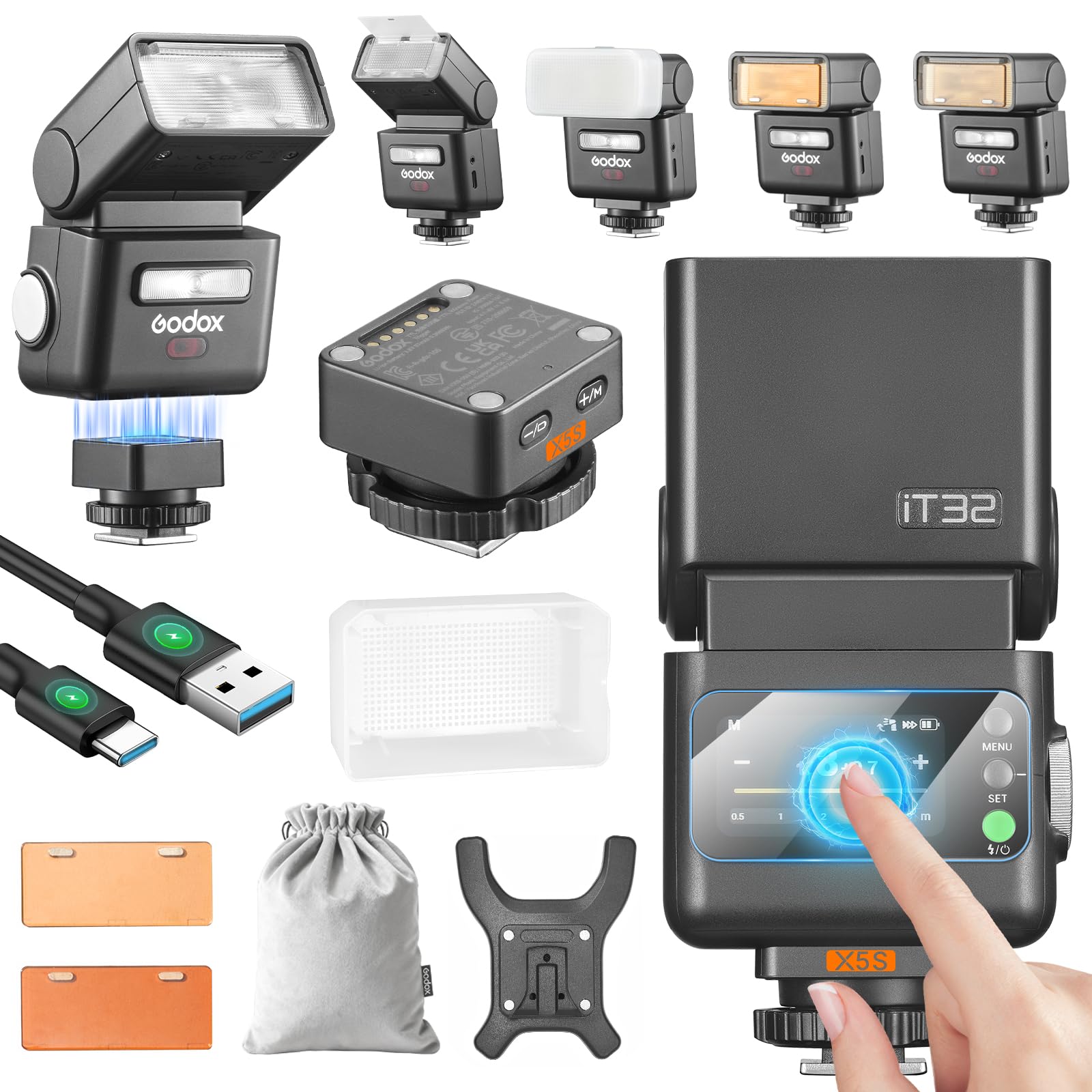 Godox IT32 TTL Mini Flash with X5S Trigger for Sony Camera | 2-in-1 Magnetic Hot