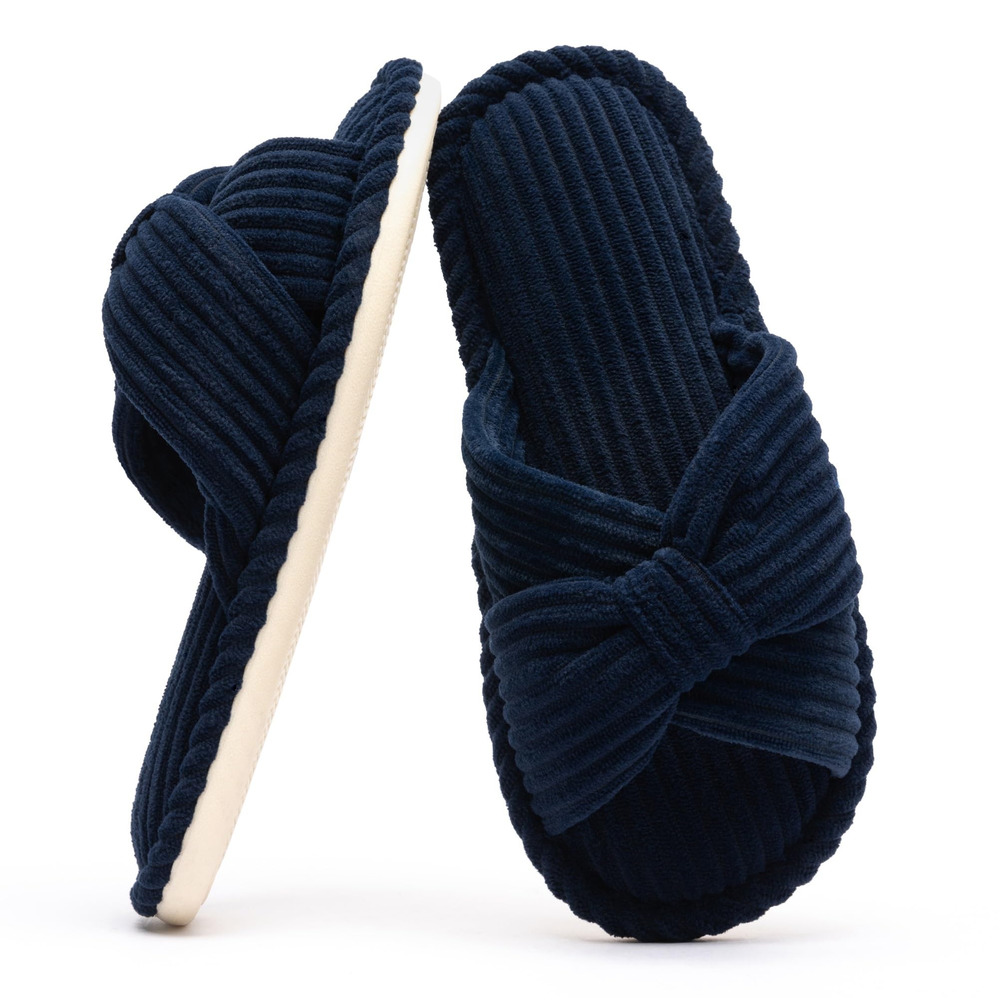 Chantomoo Ladies Memory Foam Slippers Home Bedroom Bathroom Open Toe Corduroy Sl