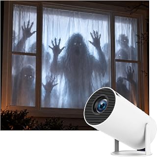 Halloween Window Projector, Scary Projector Create Halloween Scenes，White | for Halloween decoration settings to create a scary atmosphere, Native 1080P, Supports 4K, WiFi 6 + BT 5.0, <25 dB, 40–130 in