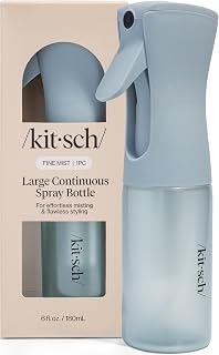 Kitsch Large Continuous Spray Bottle for Hair – Haze Blue, 180ml | Fine Mister Spray Bottle &amp; Water Spray Bottle – Recycled Hair Spray Bottle – Spray Bottles for Cleaning, Styling, &amp; More
