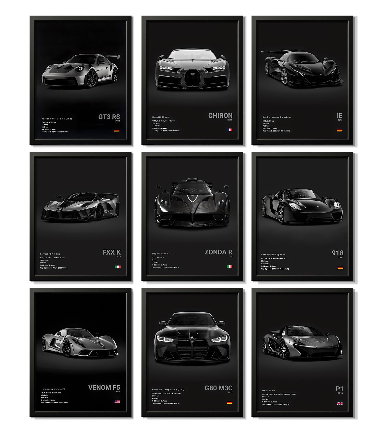 CSLGQGV Car Poster Vintage Racing Car Wall Art Supercar Canvas Prints Painting F