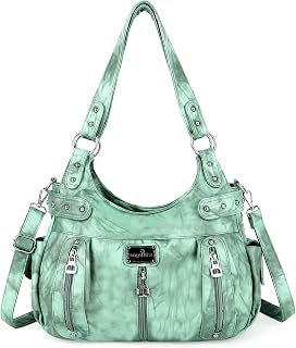Angel Kiss Large Purses and Handbags for Women Washed Faux Leather Crossbody Hobo Satchel Shoulder Handbag Tote Purse