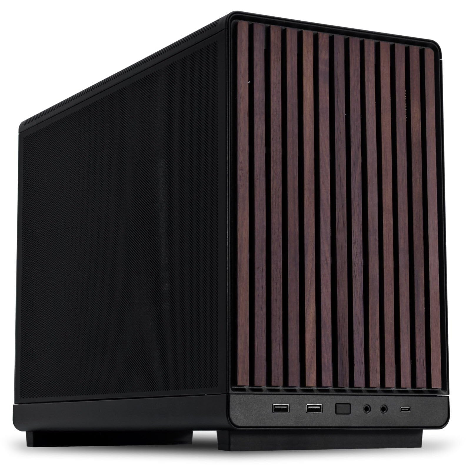 Lian Li A3-mATX PC Case, 415mm GPU, 360 AIO, Wood Black Mesh (A3X-WD) | No Fans 
