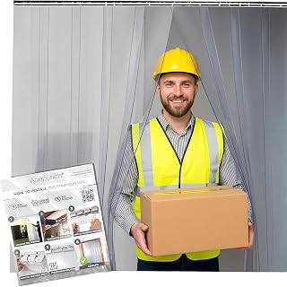 Acepunch PVC Strip Curtain Kit for 4x7 ft Doorways, Pre-Cut Clear Strips (48Wx84H) with Mounting Rail & Hardware, 50% Overlap Vinyl Door Strips for Walk-in Cooler, Warehouse, Garage