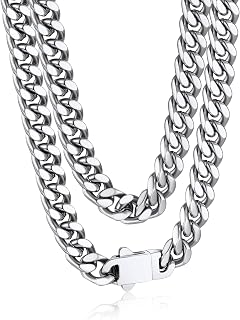 Bandmax Panzerkette Herren Kette Edelstahl Halskette 5/7/9/12MM breit Damen Kubanische Kette Silber/Gold/Schwarz Gliederkette Männer Hip Hop Kette Schmuck Auswählbare Kettenlänge 45-76CM