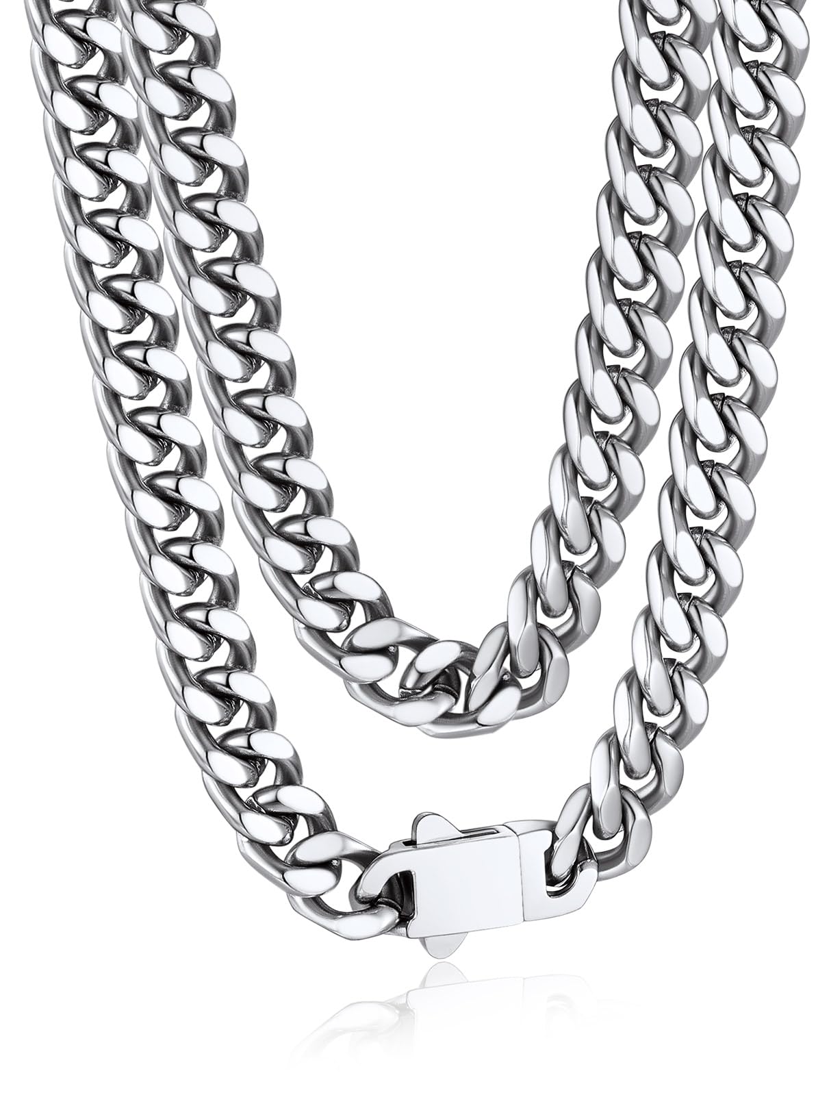 Bandmax Panzerkette Herren Kette Edelstahl Halskette 5/7/9/12MM breit Damen Kuba