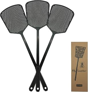 MUTOOZ Fly Swatter Multi-pacl Manual, Flexible & Heavy Duty Fly Swatters Thick Handle, Black 3 Pack
