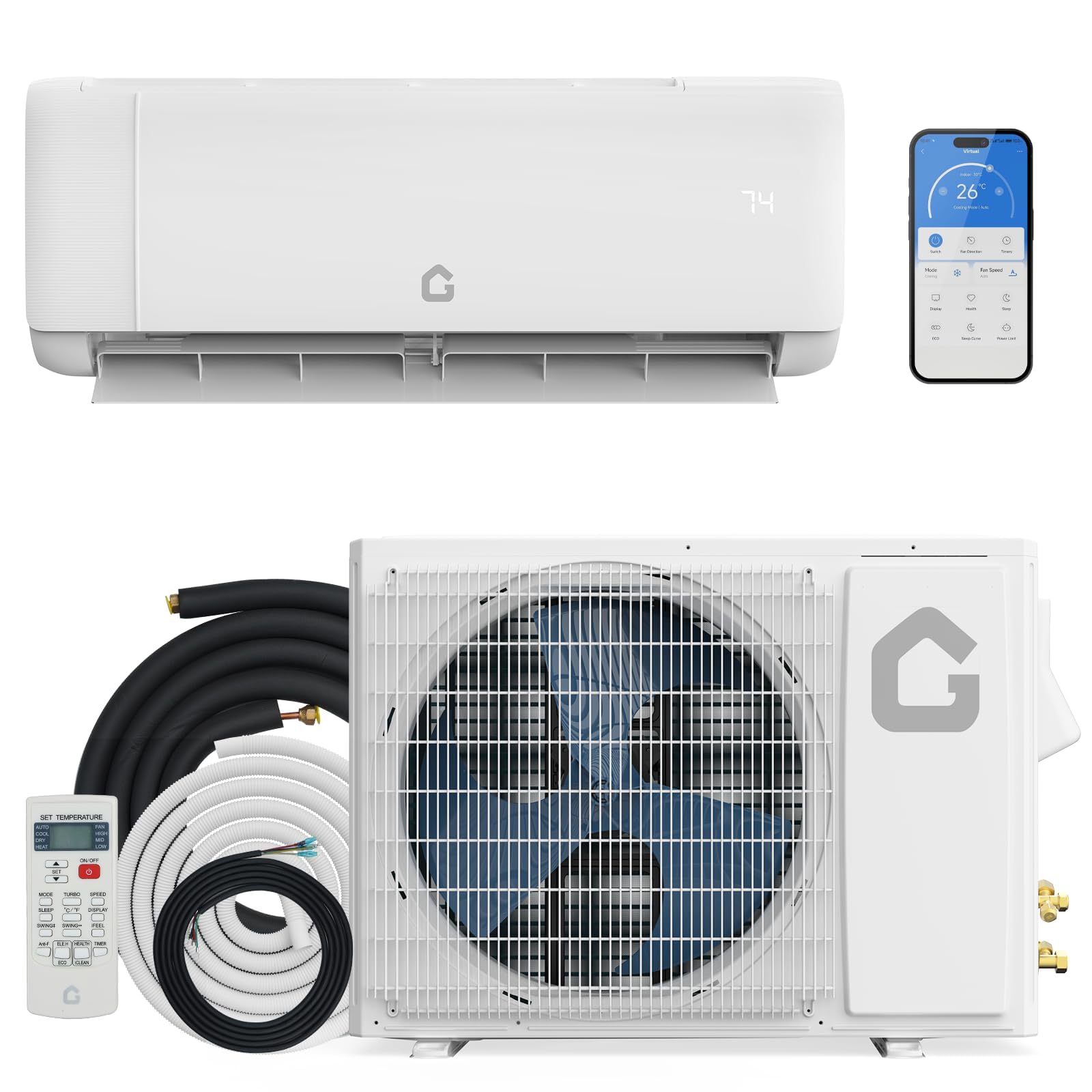 Garvee 12,000 BTU Mini Split Air Conditioner & Heater, 22 SEER2, 115V | Cools Up
