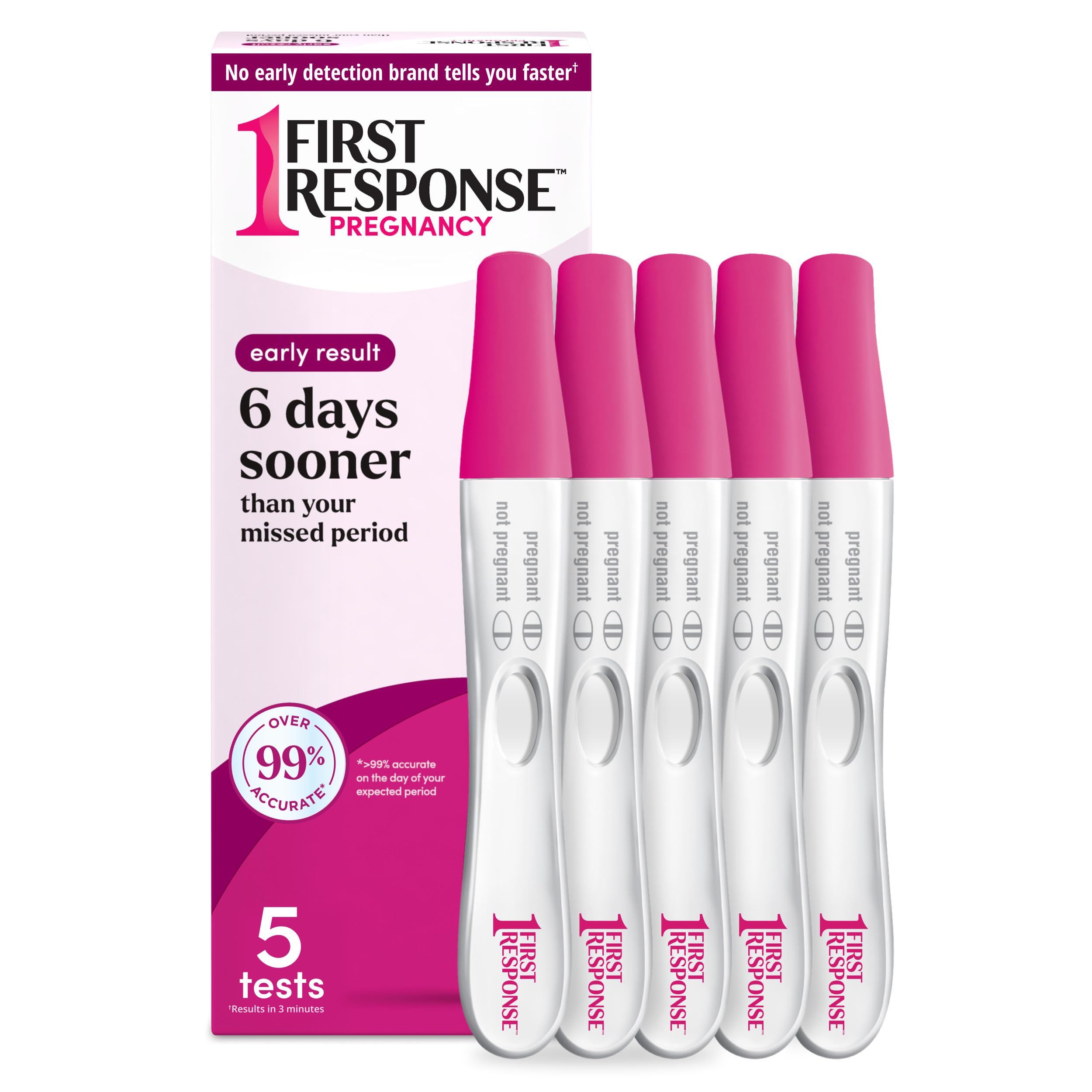 First Response Early Result Pregnancy Test, 5 Count Pack of 1 | Early Detection 