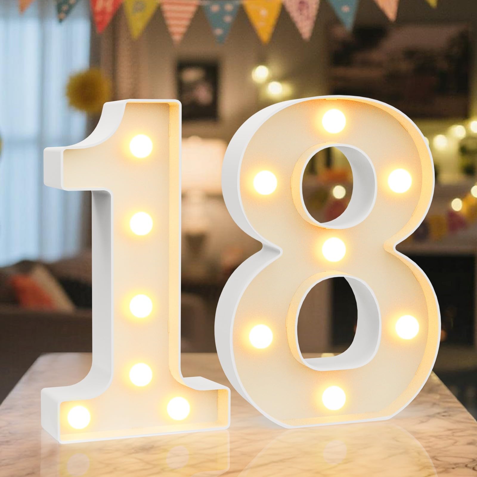 Ledido Cool & Warm LED Light up Number 18 for 18th Birthday Decorations | Light 