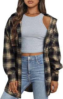 Trendy Queen Women Shirts Long Sleeve Flannel Button Plaid Blouse Autumn Tops Fashion Winter Jackets 2024