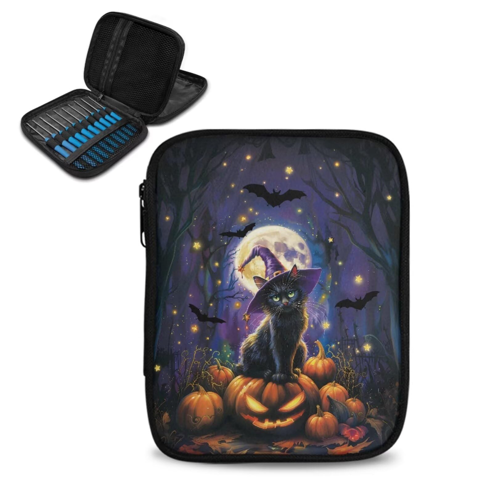 Kathyboom Halloween Empty Crochet Hook Case Crochet Hook Organizer Case Black Ca