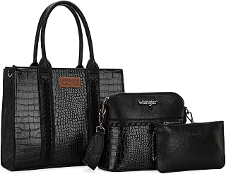 Wrangler 3PCS Purses for Women Tote Bag Crossbody Handbag and Wallet Set with Guitar Strap