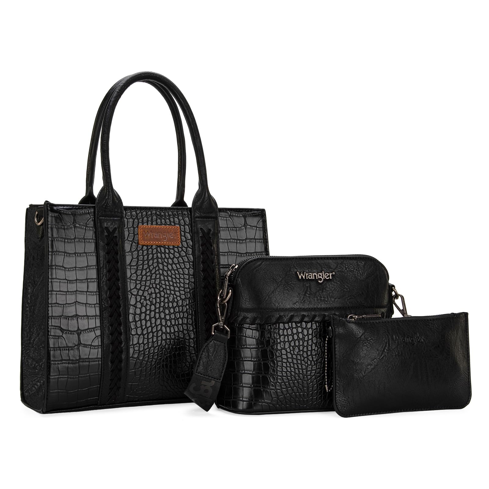 Wrangler 3PCS Purses for Women Tote Bag Crossbody Handbag and Wallet Set with Gu