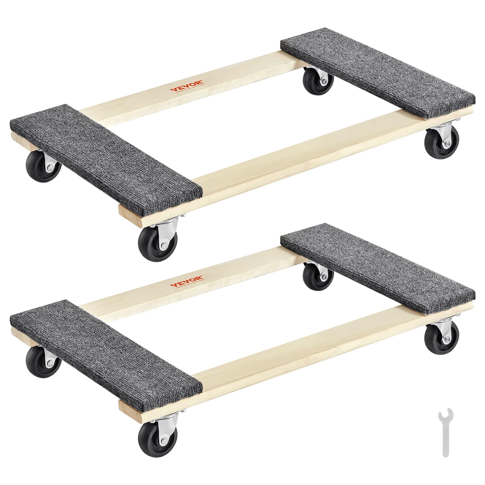 VEVOR Hardwood Furniture Moving Dolly, 30 in. x 18 in. 4 x 3 PP Swivel Casters, 