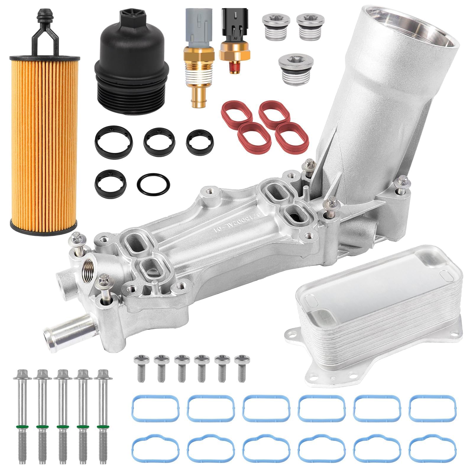 Aluminum Engine Oil Cooler And Oil Filter Housing Adapter Gaskets Sensor Fit for