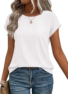 Zeagoo Womens Blouses Chiffon Short Sleeve Tops Crew Neck Work Casual Shirts Spring Summer Clothes