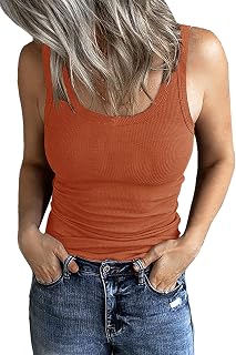 GEMBERA Women's Scoop Neck Sleeveless Ribbed Tank Tops