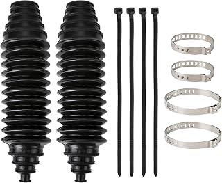 Steering Rack Boot Kit, Universal Steering Rack and Pinion Tie Rod Boots | Dustproof Silicone Inner Tie Rod Boot Set with Rack and Pinion Bellow Cable Ties and Clamps (Black)