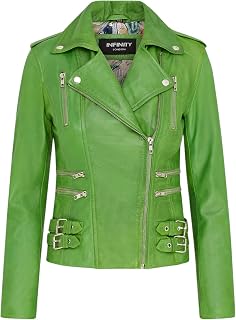 Infinity Leather Retro 100% Nappa Leather Biker Jacket For Women