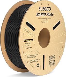 ELEGOO Rapid PLA Plus 3D Printer Filament 1.75mm Black 1KG, Up to 600mm/s | PLA+ High Speed Printing, Dimensional Accuracy +/- 0.02mm, 1kg Cardboard Spool(2.2lbs), Neatly Wound, No Bubbles, Tougher