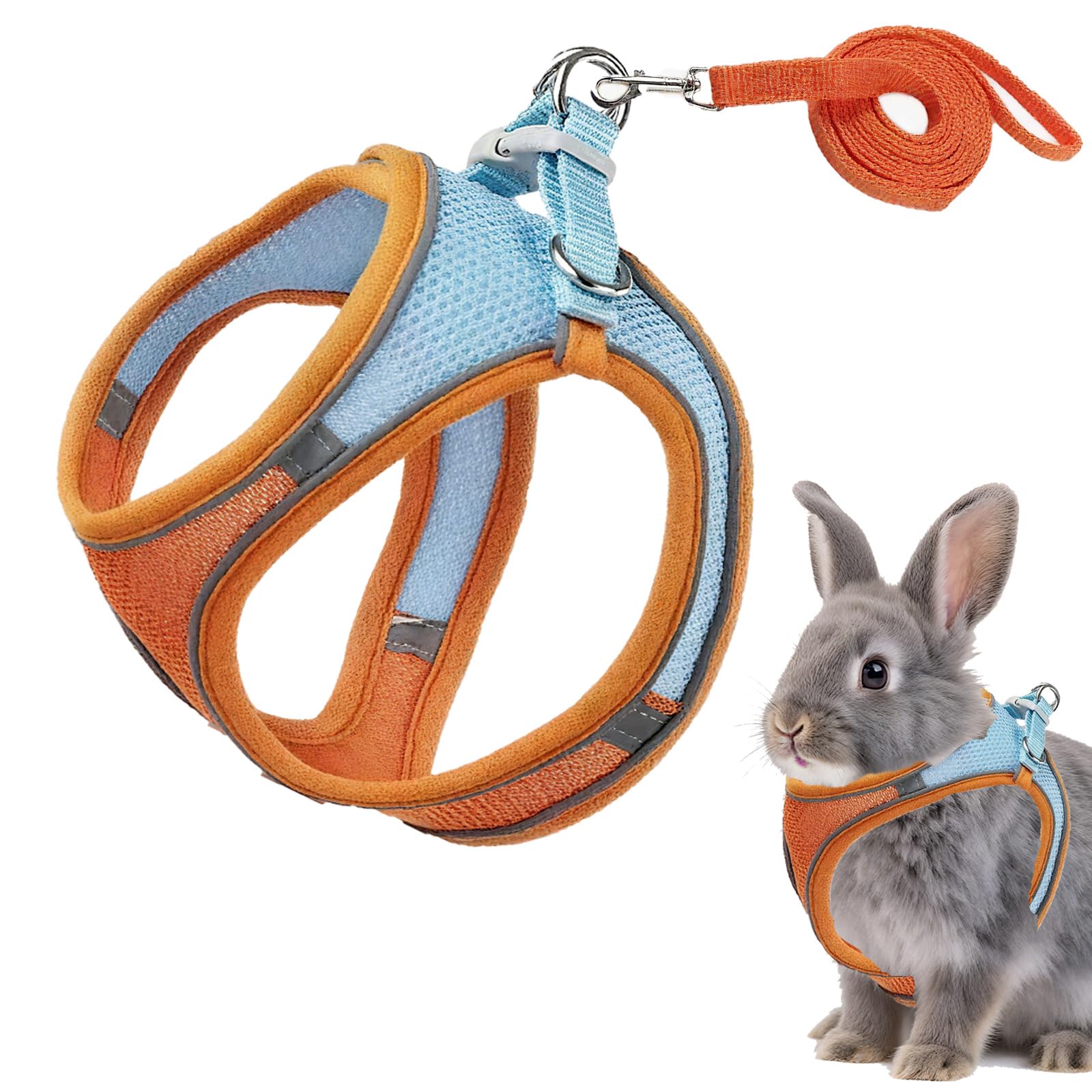 Rabbit Harness and Leash Set Escape Proof, Adjustable Soft Padded Vest, Breathab