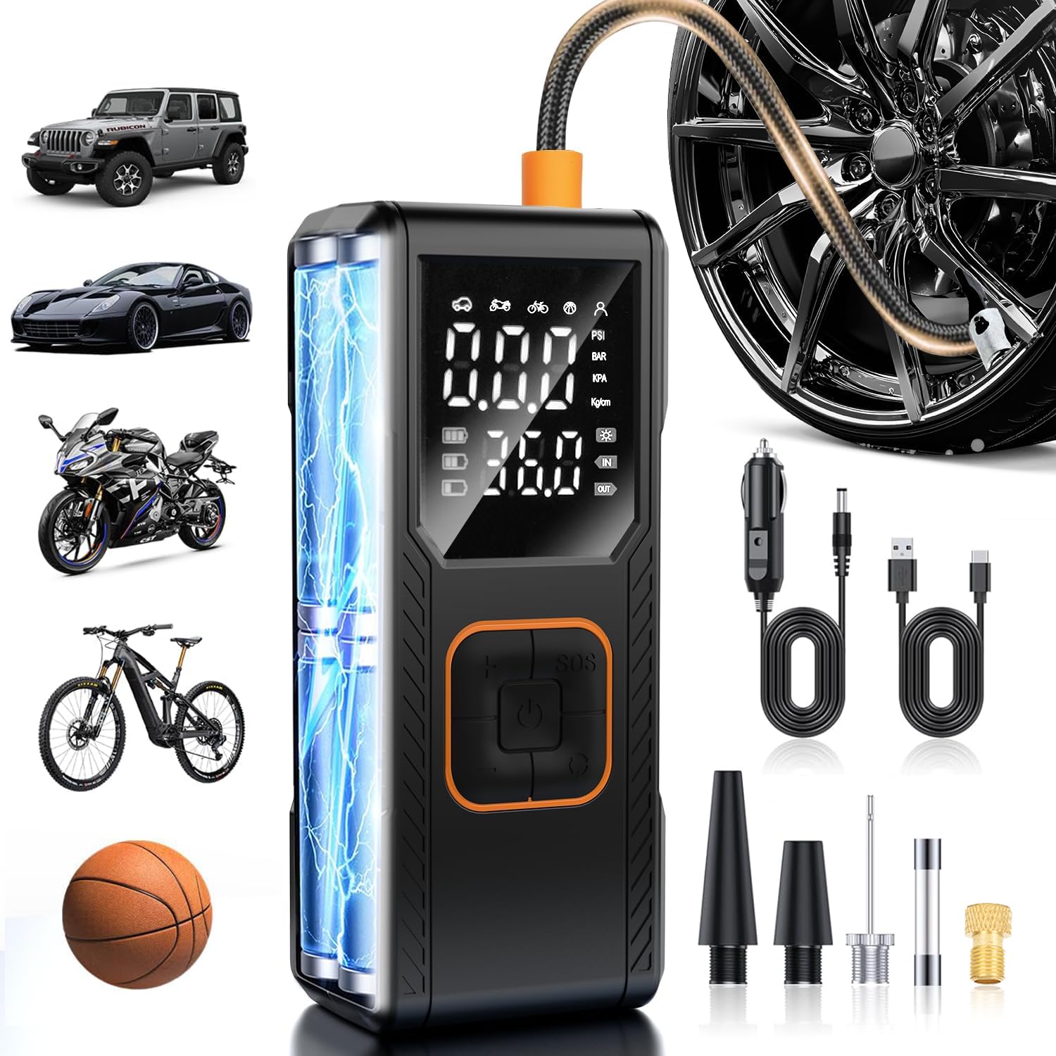 Tire Inflator Portable Air Compressor, 150PSI Cordless/12V DC Air Pump for Car T