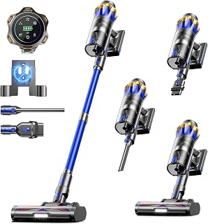 Cordless Vacuum Cleaner, Upgraded 650W 60KPA 70Mins Cordless Stick Vacuum Cleaner with Self-Standing and Touch Screen, Anti-tangle Wireless Vacuum, Vacuum Cleaners for Home/Pet Hair/Carpets/Floors