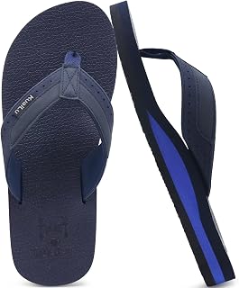 KuaiLu Flip Flops Mens Leather Arch Support Flat Summer Wide Fit Beach Sandals Non Slip Cushioned Yoga Foam Pool Shower Thongs