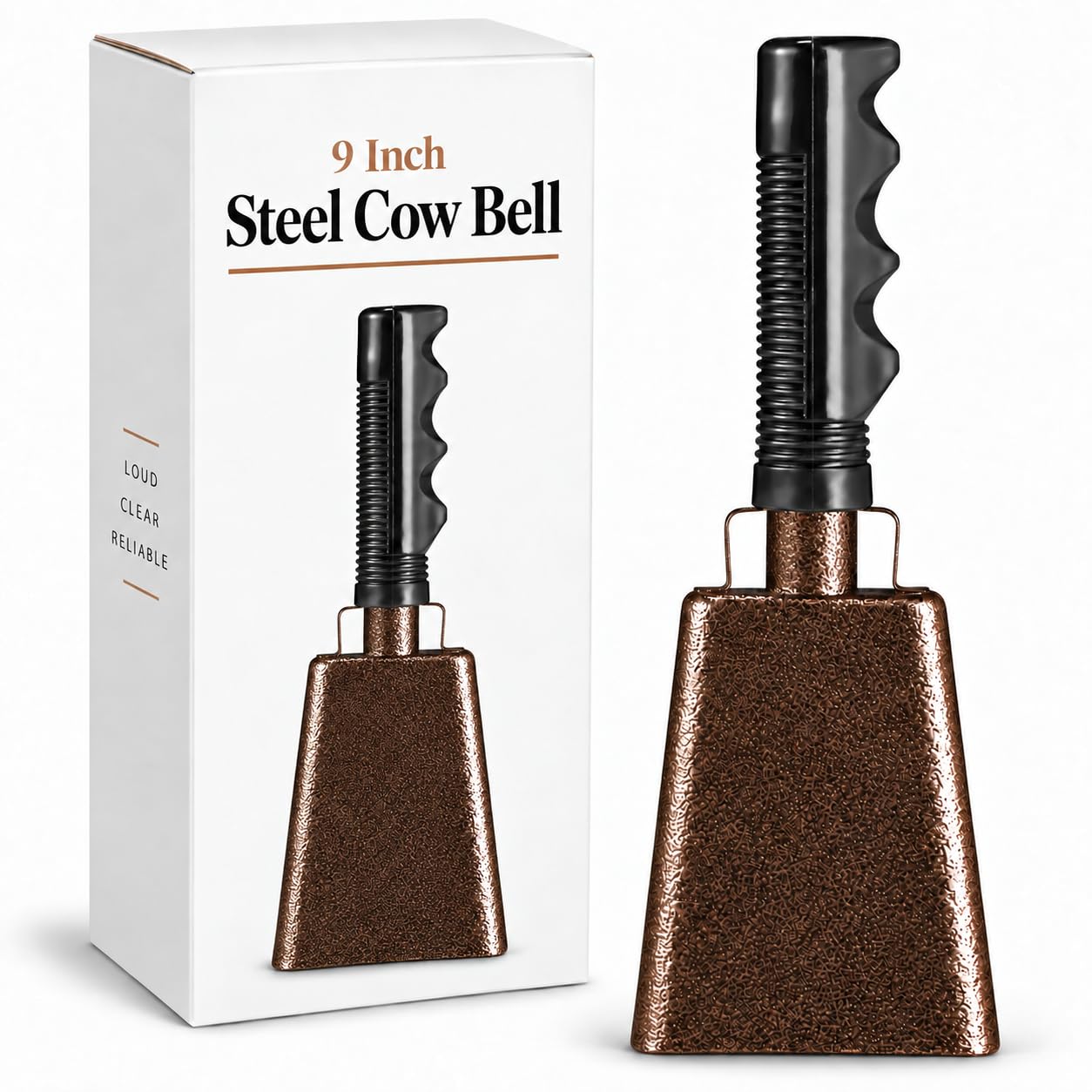 9 Inch Steel Cow Bell with Handle Loud Cheering Noise Maker for Football | Coppe