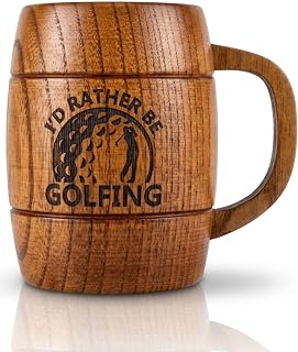 Onebttl Golf Gifts for Men, 18oz Wooden Beer Mug Stein Vintage Gift for Golf Lovers