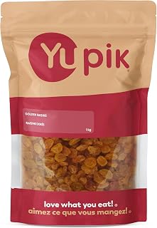 Yupik Golden Raisins, 1 kg, Kosher, GMO-Free, Whole Dried Fruits, Naturally Sweet, No Added Sugar, Seedless, Healthy Snacks, Fruity Topping & Inclusion, Ideal for Baking