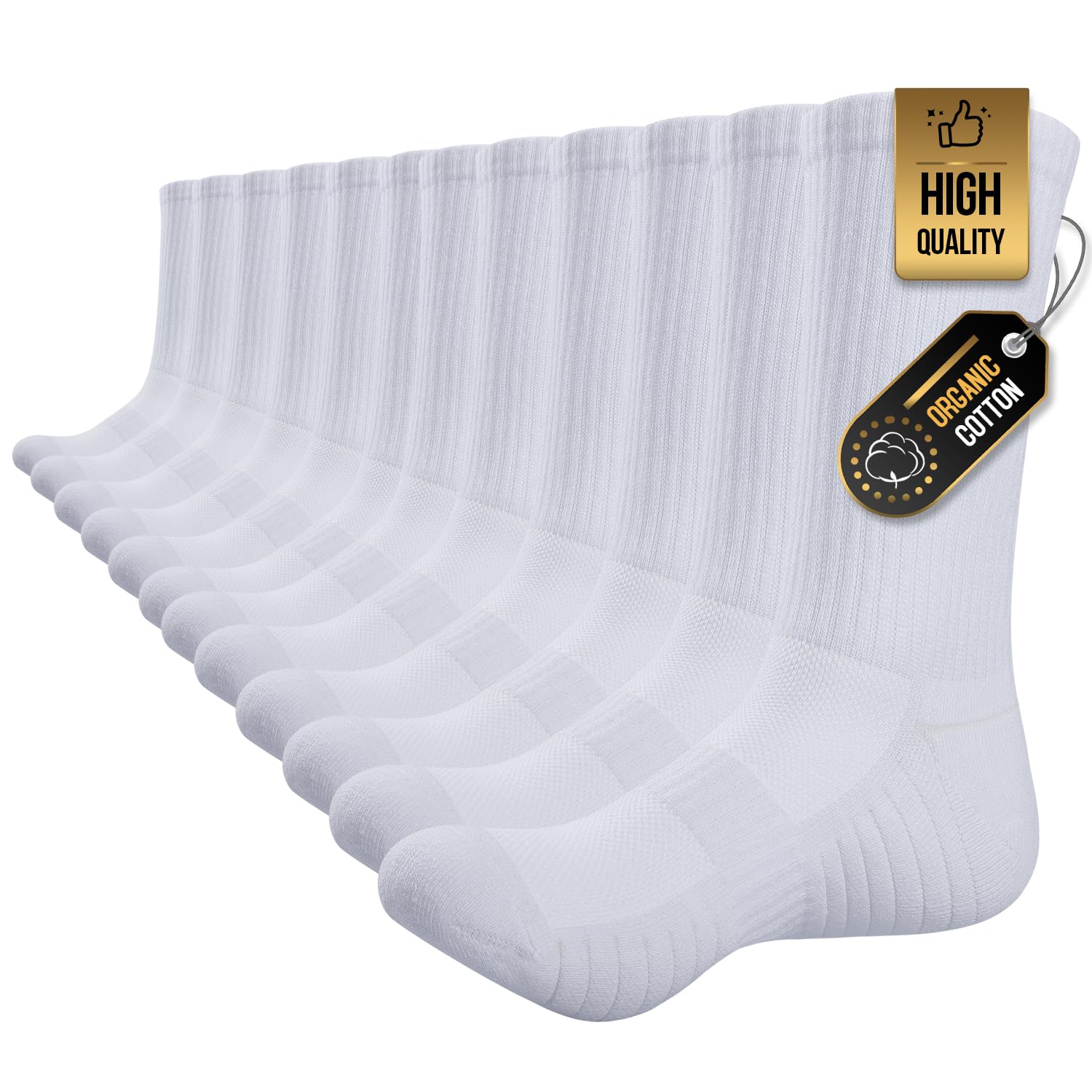 TANSTC Men's Hiking Crew Socks,Cushioned Outdoor Socks,6 Pairs