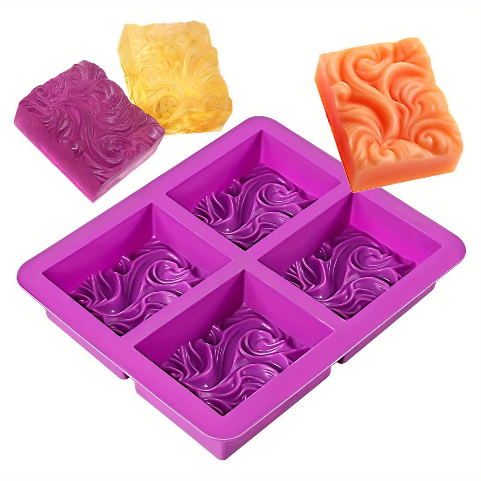 4 Cavity Wave Flower Silicone Mold Handmade Cake Soap Mold Aromatherapy Plaster 