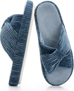 Chantomoo Slippers for Women Memory Foam House Bedroom Corduroy Bow Crossbands Slide Slipper Shoes Comfy Trendy Gift Slippers