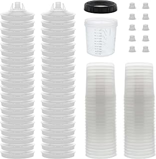 Master Paint System MPS Disposable Paint Spray Gun Cup Liners & Lid System | 40 Pack Standard Size 20 Ounce (600ml) Kit - 40 Cup Liners, 40 Lids with Strainer, 1 Hard Cup with Retainer Ring 10 Plugs
