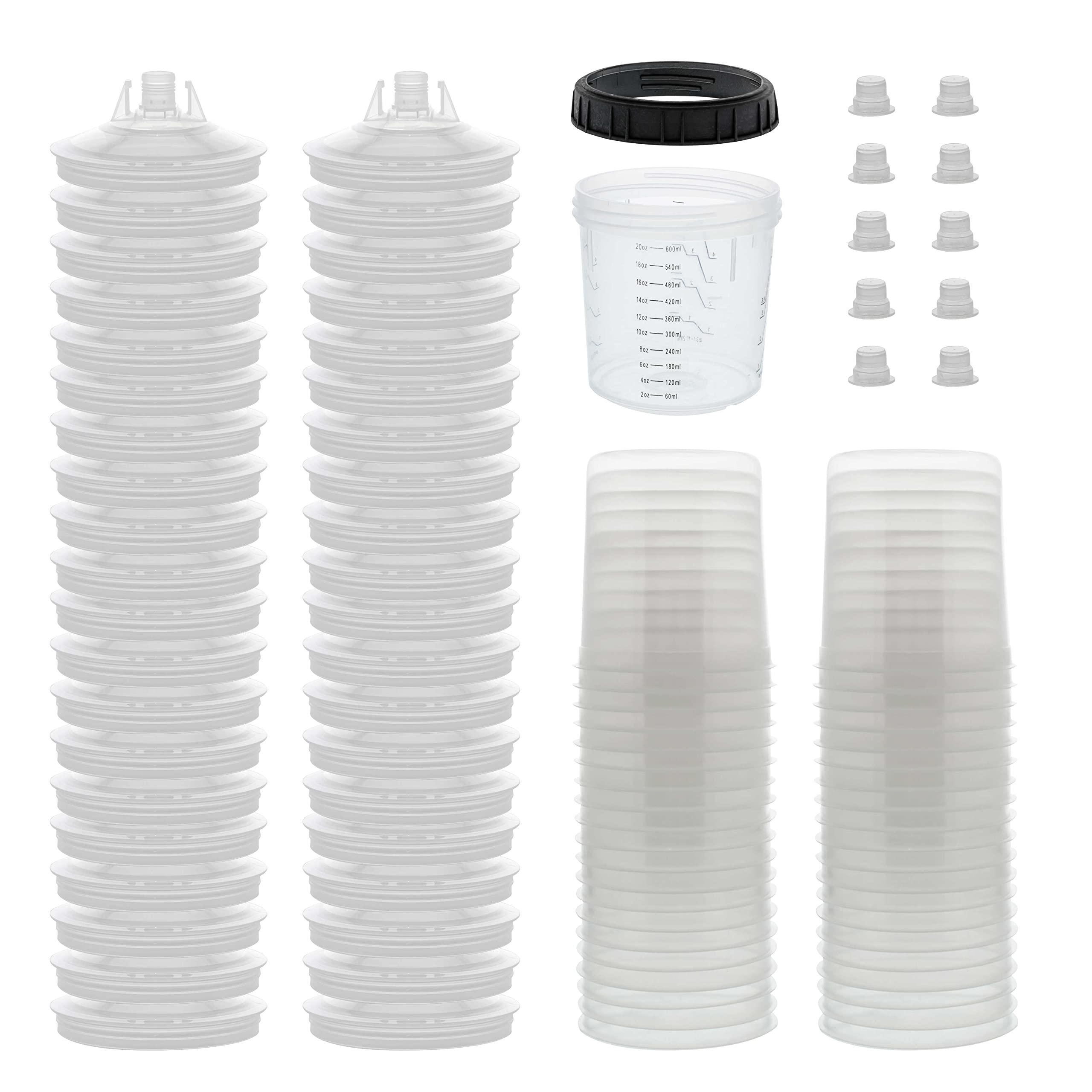 Master Paint System MPS Disposable Paint Spray Gun Cup Liners & Lid System | 40 