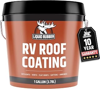 Liquid Rubber RV Roof Sealant - Camper &amp; Trailer Coating, White, 1 Gallon | Professional-Grade, Solar Reflective, Flexible Waterproof Membrane for Travel Trailer, EPDM, TPO, Fiberglass &amp; Aluminum