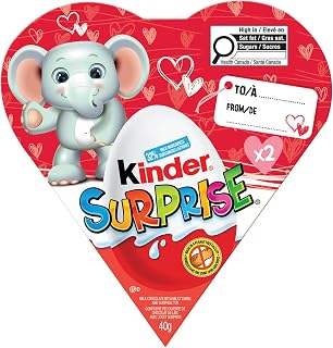 KINDER SURPRISE Milk Chocolate Eggs with Surprise Toys - Valentine's Day Gift - 2 pack - Classic - 40 Grams (20gx2)