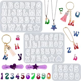 Actvty Mini Alphabet Resin Molds - 3Pcs Letter Molds for Epoxy Casting Small Number Alphabet Silicone Mold for DIY Earring Necklace Pendant Jewelry Resin Crafts Decor
