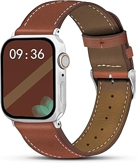 Genuine Leather Watch Band Compatible with Apple Watch Bands for Women Men 49mm 46mm 45mm 44mm 42mm 41mm 40mm 38mm Soft Leather Replacement Band for iWatch