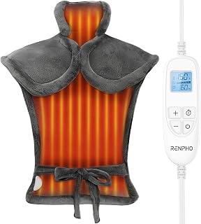 RENPHO Heating Pads Electric for Back, Christmas Birthday Gift for Women | Neck Shoulder Heat Pad with Edge Weighted, 6 Heat 3 Timer Settings, Gifts for Women Men Mom, ETL Certified, 24" x33"Grey