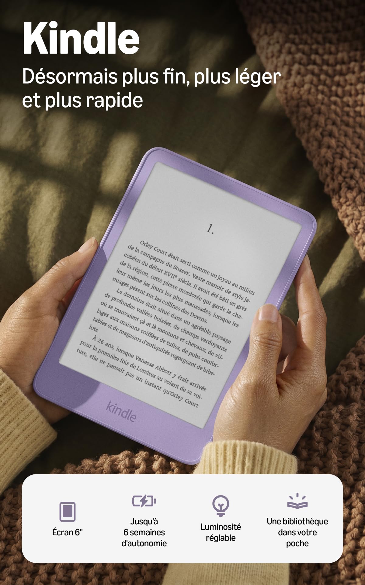 Amazon Kindle 16GB (Newest Gen), Now thinner, lighter, and faster, 6" display, W
