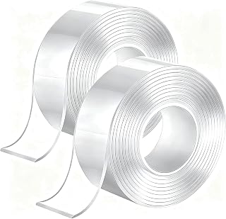 2 Pack Nano Double Sided Tape, 3m x 3cm x 2mm Multi-Functional Transparent Reusable Nano Adhesive Tape, Washable Traceless Strong Gel Tape for Carpet, Party, Photos Wall, Posters, Kitchen
