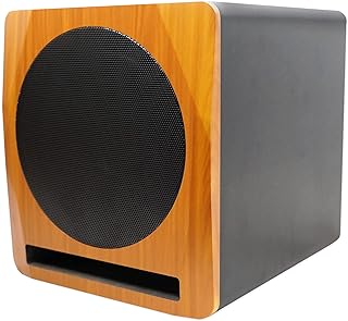 Rockville APM10C 10" Classic Wood Powered Active Studio Reference Subwoofer | 400W Peak / 200W RMS, Class D Amp, RCA In/Out, Crossover/Phase/Volume Control, Front Port, MDF Enclosure, Auto Power