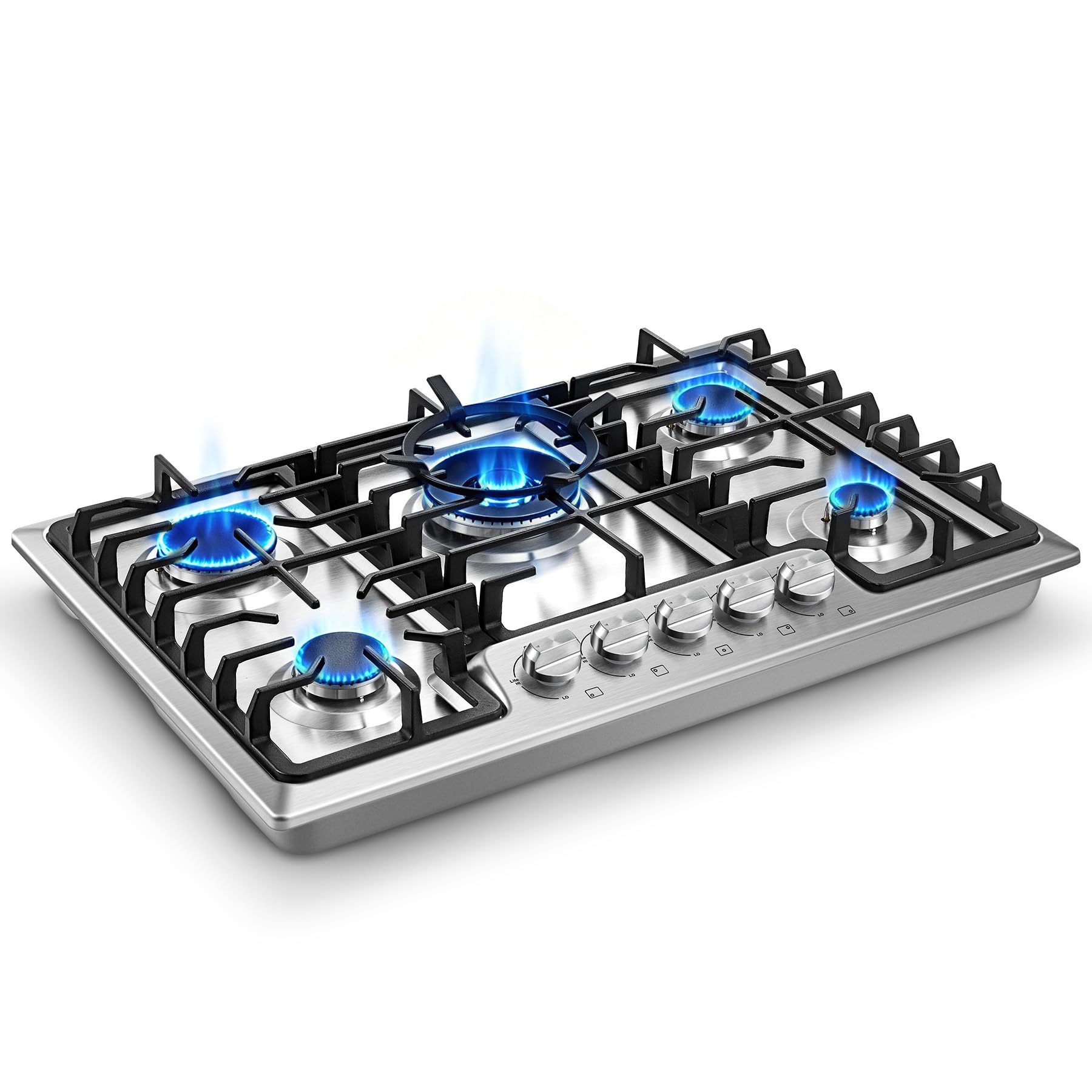 Gas Cooktop 30 inch 5 Italy SABAF Burners with Wok Ring, NG/LPG Convertible