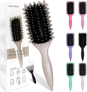 Sularpek Curly Hair Brush, Curl Defining Brush, Curly Hair Brush Styling Brush, Boar Bristle Curl Define Styling Brush for Detangling, Shaping, and Defining Curls for Women and Men (Beige)
